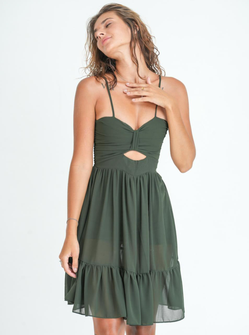 Shirred Back Strappy Dress