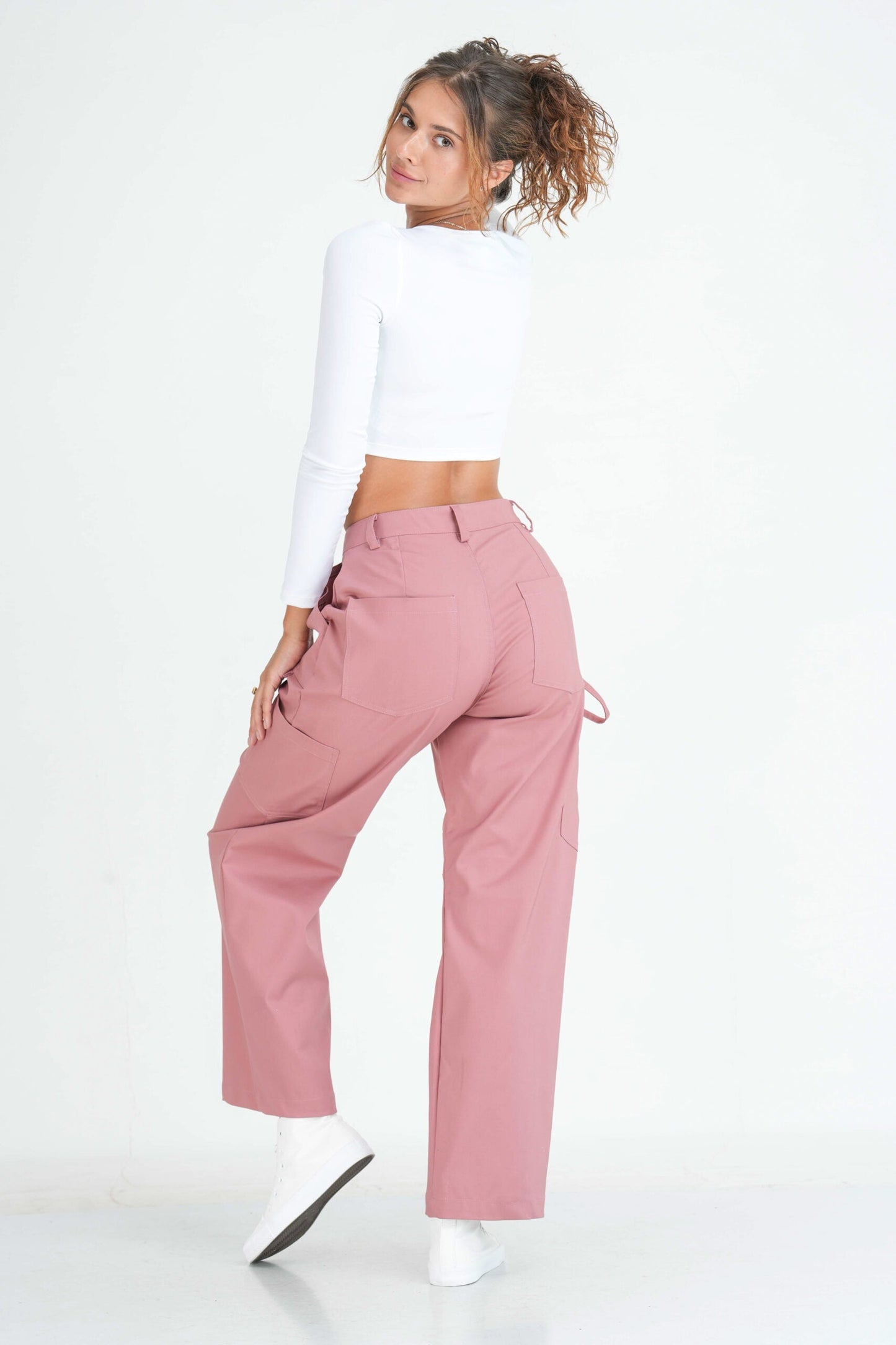 Button Detailed Solid Crop Top