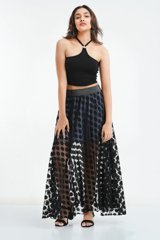 Dobby Mesh Long Skirt